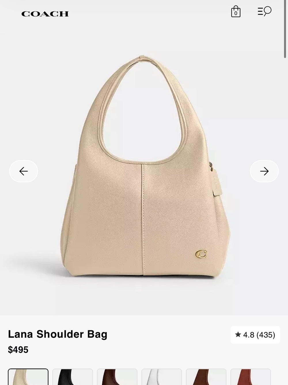 Coach Lana Shoulder Bag - Ivory